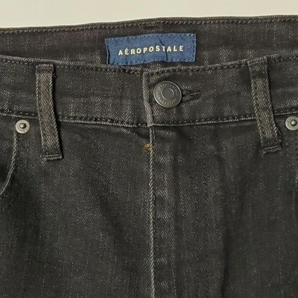 Aeropostale Distressed High Rise Black Denim Shorts Size 12